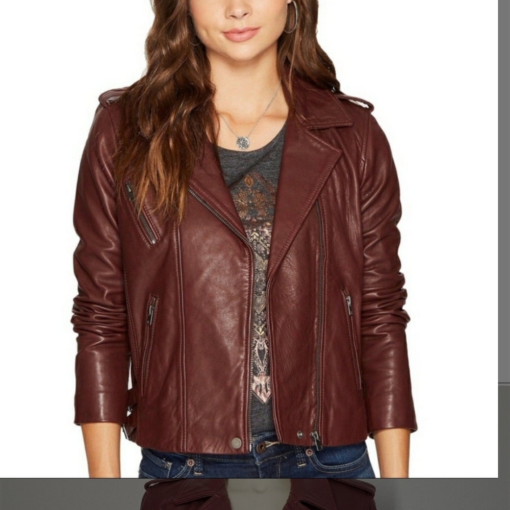Lucky Brand Large Burgundy Leather Jacket!!